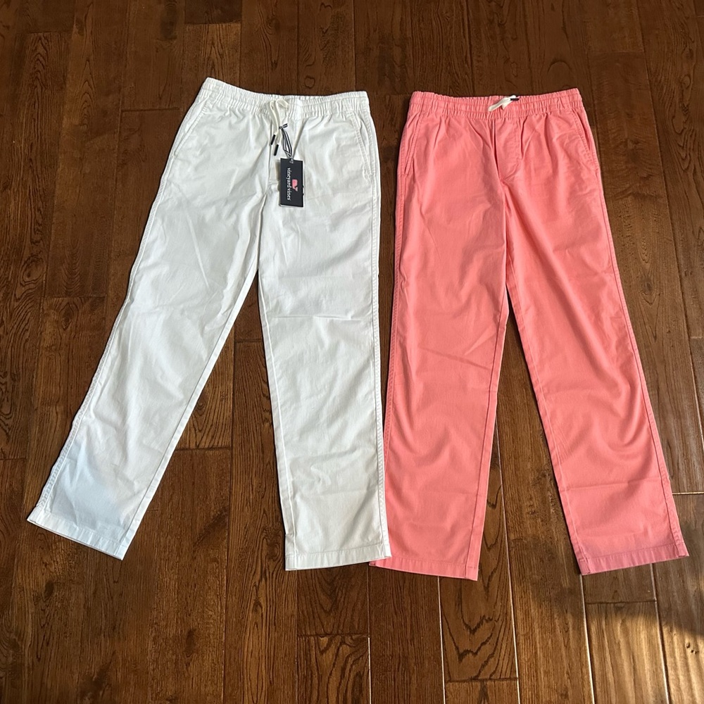 New Vineyard Vines Boys White and Pink Pants size 16